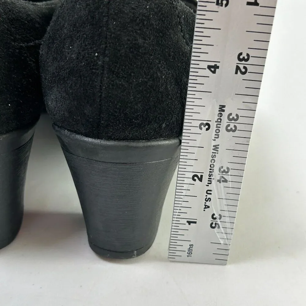 Clarks Bendables Heeled Loafers Size 10 M Black Suede‎ Leather Tie Witch 80892